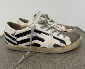 Golden Goose Superstar Flag Sneakers White Black Leather Size 38 - Picture 1 of 22