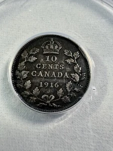 1916 Canada 10 Cents Silver Coin Graded VF 35 by ANACS - Picture 1 of 4