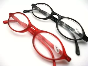 2 LESBRILLE Power +4.0 Vielfalt Farbe ovaler Rahmen Damen Leser rot schwarz - Bild 1 von 1