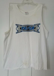Tesla Band Concert 90's white Tank muscle sleeveless T Shirt rare music Vintage - Picture 1 of 8