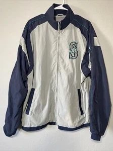 Seattle Mariners Majestic Gray & Navy Blue Men's Zippered Jacket * Size Large * - Picture 1 of 11