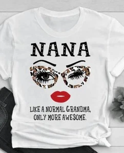 Lovely NANA Letter Print Crew Neck Short Sleeve Casual T-shirt - Picture 1 of 6