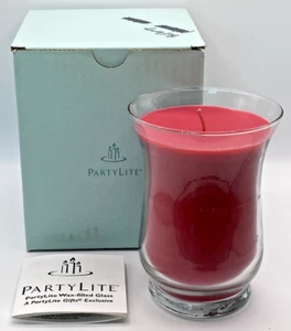 PartyLite CHERRY ORCHARD ~ BEST BURN SLIM HURRICANE JAR 16.9 oz. Red Candle NIB - Picture 1 of 14