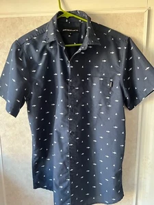 Molokai Surf Co Herren Buttondown Navy Blau Hai Print Hemd Medium Hawaii - Bild 1 von 4