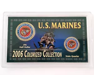 Marines de los Estados Unidos 2006 coloreado JFK medio dólar y colección estatal cuarto - Imagen 1 de 4