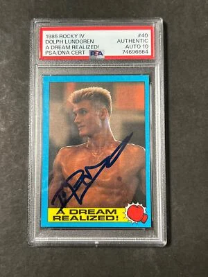 1985 Topps Rocky IV #40 Signed Card Dolph Lundgren PSA Auto 10 Ivan Drago - Image 1 of 2