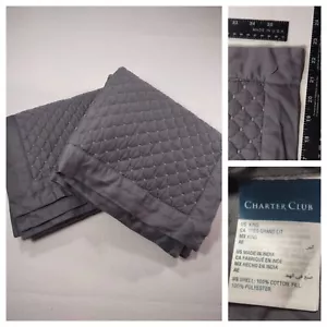 Charter Club Set Of 2 Quilted Pillow Shams King Size Gray 20x36+2 Covers Pair - Picture 1 of 10