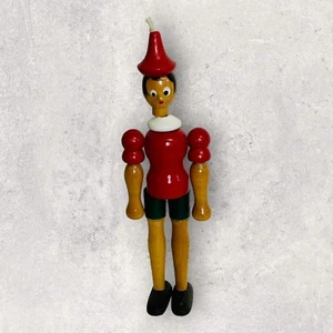 Made In Italy Pinocchio Wood Articulated Jointed 7 inch Red Green Souvenir - Picture 1 of 11