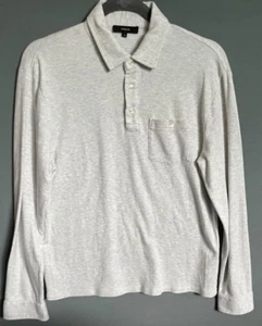 Vince Off White Langarm Baumwolle + Wolle Poloshirt, Medium - Bild 1 von 6