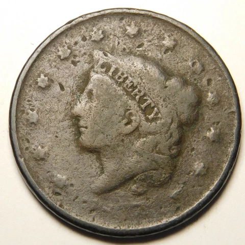 1837 Large Cent Partial Date  "Actual Coin Pictured" Cover
