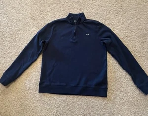 Vineyard Vines 1/4 Zip Sweatshirt Youth Large (16) Navy Cotton Pullover - Picture 1 of 11