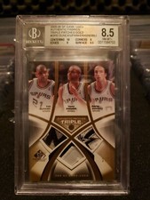 Duncan/Parker/Ginobili '05 SP Game Used Authentic Fabrics Triple Gold 2/3 POP 1