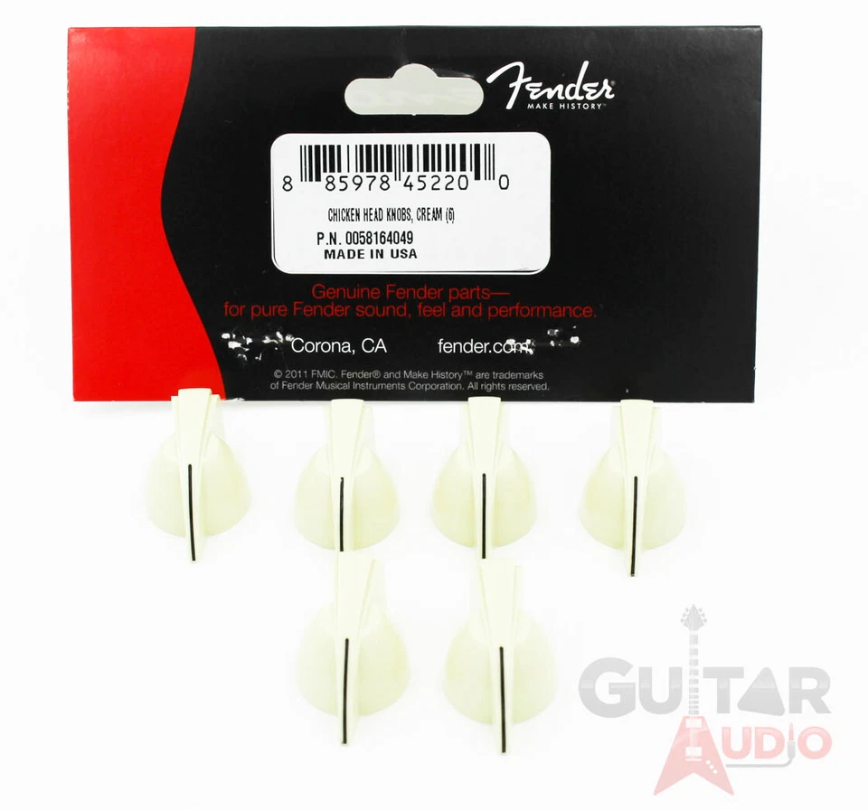 Genuino Fender Cabeza de Pollo Amplificador/Amplificador Perillas de Control, Juego de 6, CREMA Foto 1 de 1