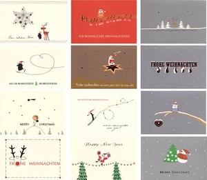 Weihnachtspostkarten Set 12 Stück Weihnachten Grußkarten Goldprägung Advent Wint - Bild 1 von 1