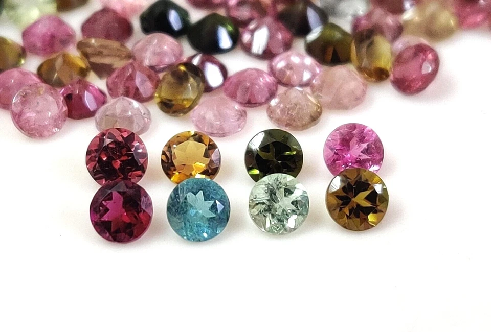 Natural Top Quality Multi Color Tourmaline Round Cut 3.5 mm Loose Gemstone Lot - Image 1 of 4