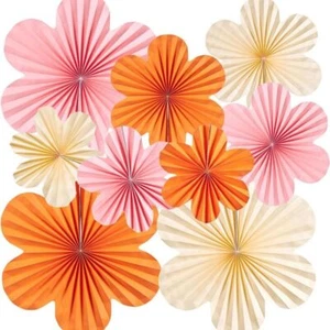 Pink Paper Fans Wall Paper Flowers New Backdrops Decoration Kids Birthday - Picture 1 of 14