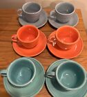 Fiesta Ware Cups And Saucers Set Of 6 Two Of Each Color Excellent Condition
