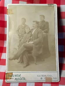 Cabinet Card Photo Family 4 Dorwin & Moser Ohio 4-1/4 x 6-1/2 - Picture 1 of 4