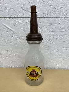 Pennzoil Motor Oil Bottle Spout Cap Glass Vintage Style Gas Station - Picture 1 of 7