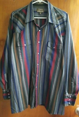 Винтажная рубашка Outlaw Western Wear на пуговицах размер 1X большая жемчужная застежка квадратный хвост мульти - Изображение 1 из 4