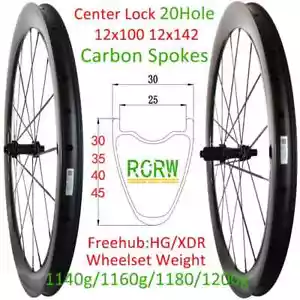 700C Gravel Bike Carbon Wheelset Center Lock Disc 36T Ratchet Hubs 20 Holes - Picture 1 of 16