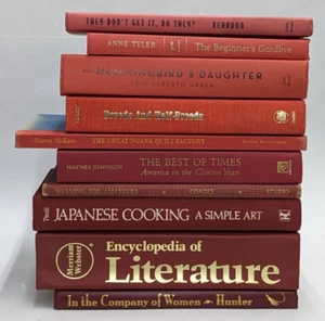 10 Red Orange Staging Books Prop Office Instant Library Decor Shabby Chic - Imagen 1 de 2
