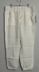 Athleta Cabo Linen Jogger Capri Length Pants - Calla Lily White - Size 16 NWT - Picture 1 of 10