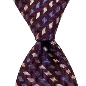 MICHAEL KORS Men's 100% Silk Necktie Designer Geometric Purple/Blue/Gray NWT - Picture 1 of 3