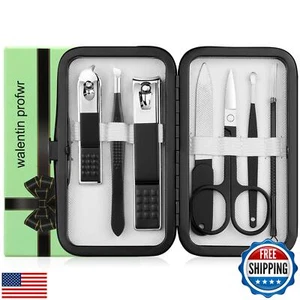 Nail Clipper Set Manicure Set Men Manicure Kit with Portable Travel Case Toe - Picture 1 of 5