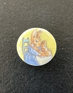 vtg JHB shank button (1) Beatrix Potter Hunca Munca yellow rabbit novelty 11/16” - Picture 1 of 5