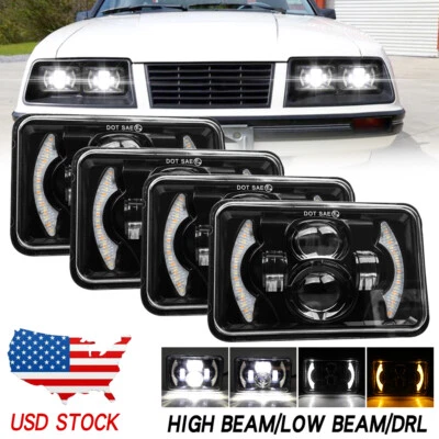 Faros LED de haz alto bajo para Ford Mustang LTD Thunderbird 4 piezas 4x6"" Foto 1 de 4