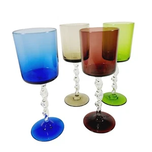 Vintage Blemfeld mundgeblasene Kristall Cordial Gläser gedrehter Stiel • 4er Set - Bild 1 von 8