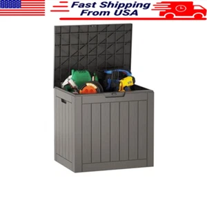 Waterproof Outdoor Storage Box 31 Gallon Lockable Resin Deck Bin Garden Tools US - Picture 1 of 5
