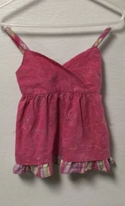 Baby Girl Top Penelope Mack Size 2T Pink Swirls Plaid Hem 39 - Picture 1 of 1
