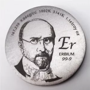 Hommage an den Entdecker von Erbium 1,5 Zoll 38,1 mm Durchmesser reine Er Metallmünze - Bild 1 von 4