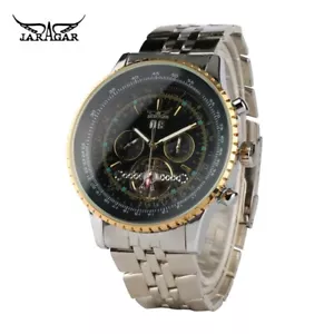 JARAGAR Men's Automatic Watch Mechanical Tourbillon Skeleton Steel Wrist Watches - Picture 1 of 10
