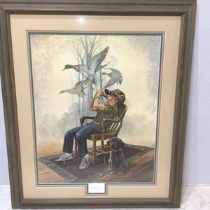 R. J. McDonald “Dreamin” Lithograph Triple Matted w/Wood Frame-24”x28” Signed - Picture 1 of 7