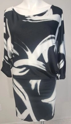 Mini Vestido Negro Blanco Asimétrico Club Fiesta Talla Grande Elástico L Nuevo sin Etiquetas Foto 1 de 4