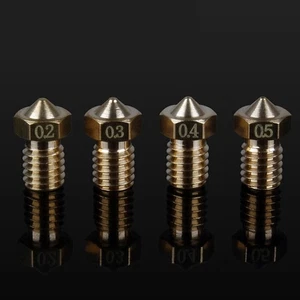 4pcs 3D Printer Parts e3d v5 v6 Hotend Brass Nozzle M6 Thread 0.2/0.3/0.4/0.5mm - Picture 1 of 6