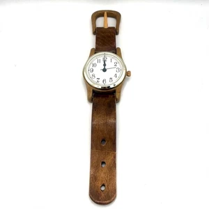 Giant 16” Wooden Wrist Watch Shaped Wall Clock Stained Wood Battery Quartz - Picture 1 of 7