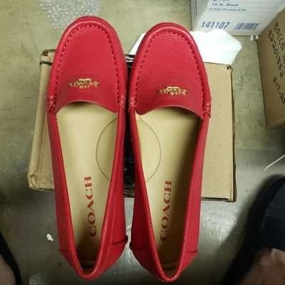 Mocasines Coach Marley Driver para mujer - cuero granulado rojo - talla 5,5B Foto 1 de 4