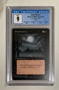 Bad Moon FBB GERMAN BETA MTG 3RD Revised Magic Old School CGC 9 MINT - Picture 1 of 2