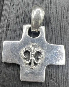 Vintage Sterling Silber Fleur de Lis Kreuz Halskette Anhänger Mexiko 925 Grob - Bild 1 von 5