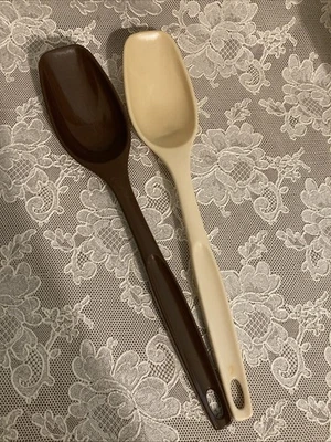 Lot Of 2 Foley Script Nylon Serving Cooking Spoons 11” Brown Almond - Image 1 of 4