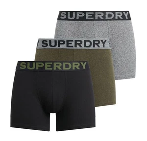 Superdry Pack de 3 calzoncillos boxer ropa interior de longitud media paquete triple negro caqui gris - Imagen 1 de 7