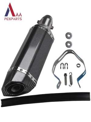 Tubo de escape de fibra de carbono de 370 mm para motocicletas/ATV (51 mm ajuste universal) Foto 1 de 4