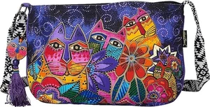 Borsa a tracolla Laurel Burch modello giardino di alloro gatti e fiori - Foto 1 di 7