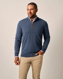 johnnie-O Raynor Merino 1/4 Zip Sweater Laguna Blue Size L - Picture 1 of 1