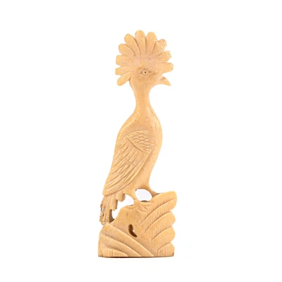 Antique Chinese Wood Bird Figurine Exotic Crested Bird Late Qing 19th Century - Image 1 of 4