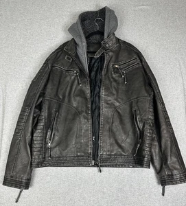Chaqueta de Motociclista para Hombres 3XL Negra Imitación Cuero Con Capucha Moto Acolchada Forrada - Imagen 1 de 9